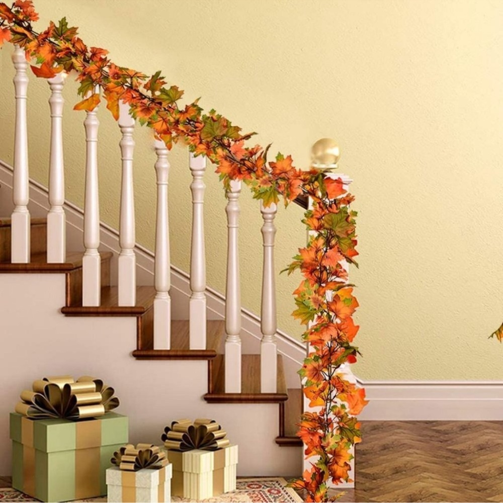 2 Pack Fall Garland Maple Leaf, 6.5Ft/Piece Hanging Vine Garland Artificial